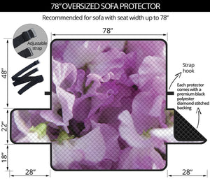 Purple Sweet Pea Print Oversized Sofa Protector