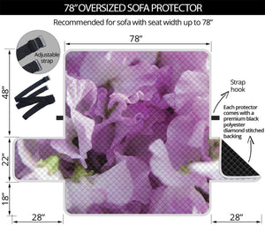 Purple Sweet Pea Print Oversized Sofa Protector