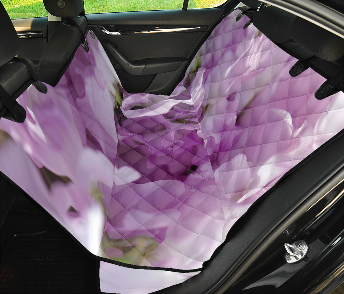 Purple Sweet Pea Print Pet Car Back Seat Cover