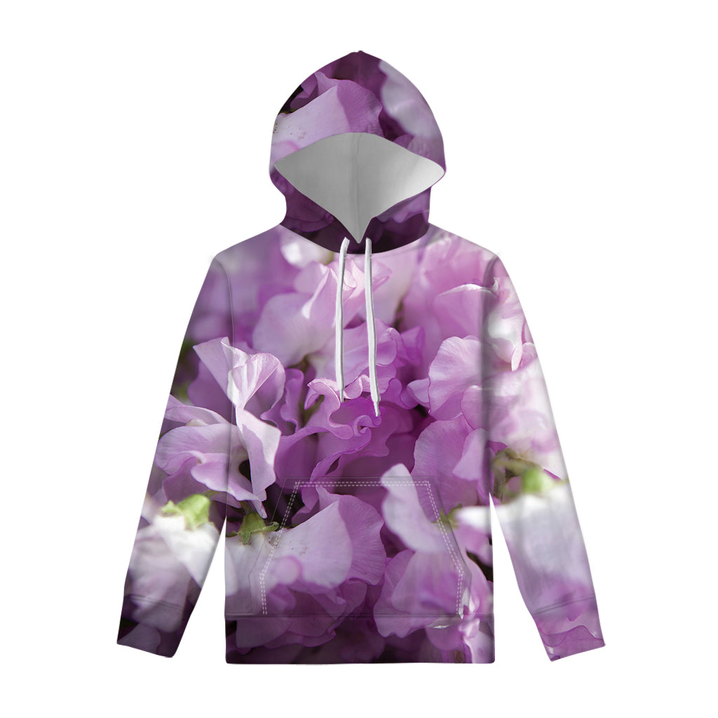 Purple Sweet Pea Print Pullover Hoodie