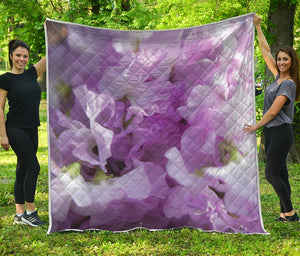 Purple Sweet Pea Print Quilt