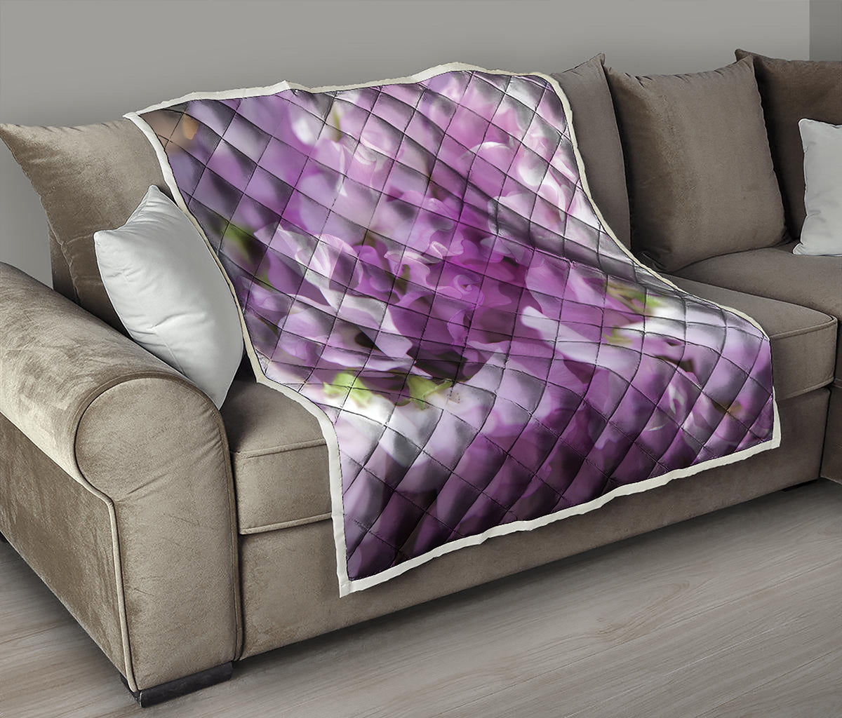 Purple Sweet Pea Print Quilt