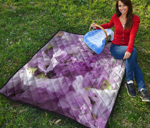 Purple Sweet Pea Print Quilt