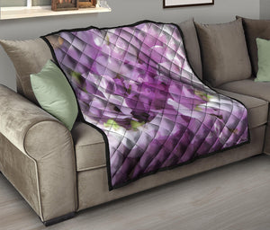 Purple Sweet Pea Print Quilt