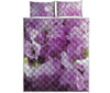 Purple Sweet Pea Print Quilt Bed Set