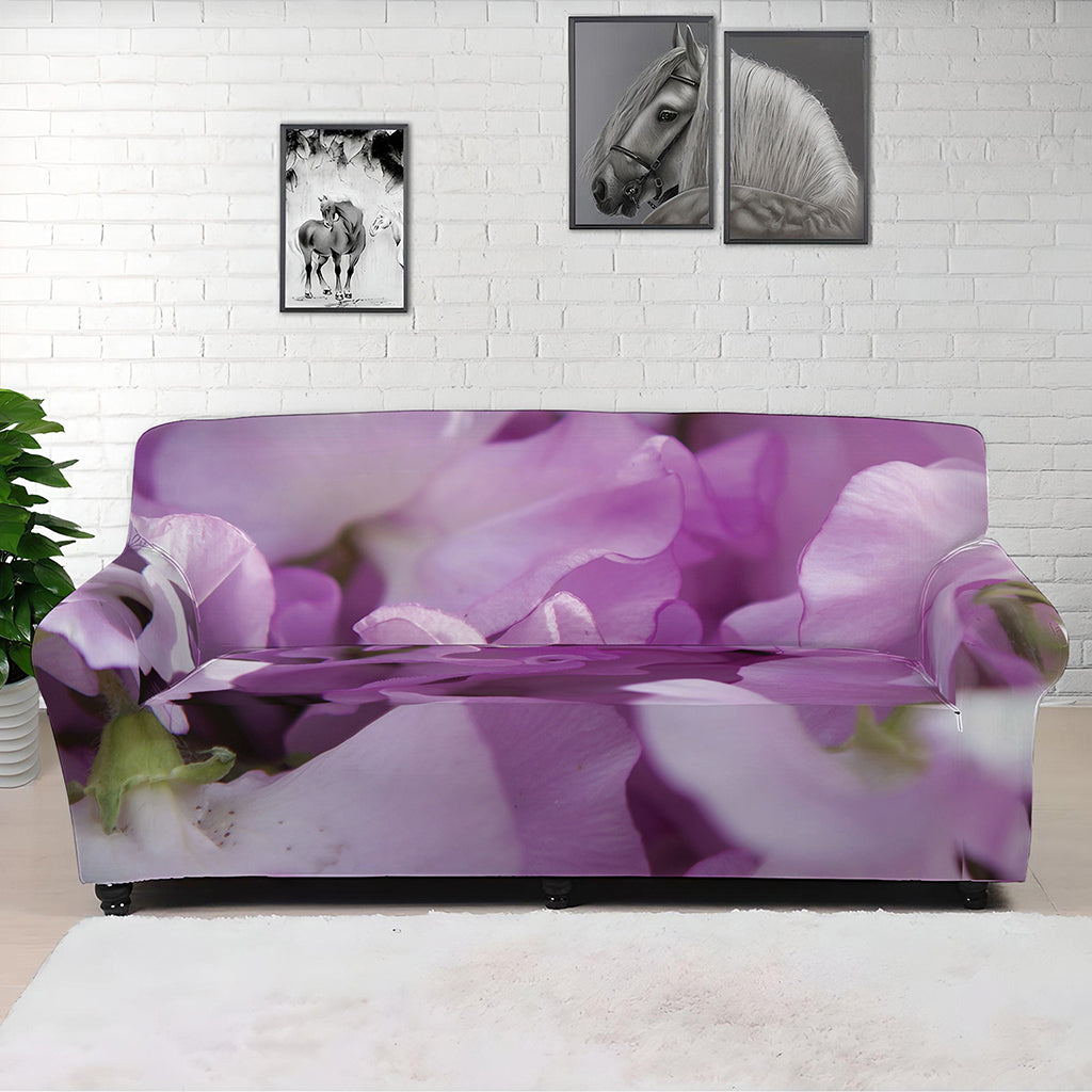 Purple Sweet Pea Print Sofa Cover