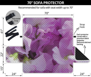 Purple Sweet Pea Print Sofa Protector