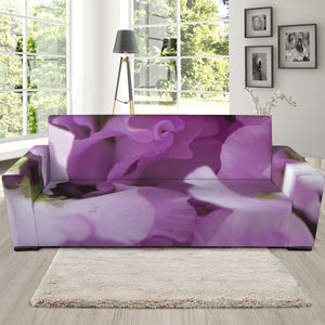 Purple Sweet Pea Print Sofa Slipcover