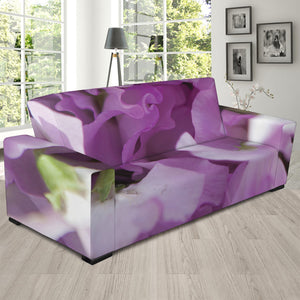 Purple Sweet Pea Print Sofa Slipcover