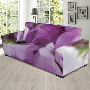 Purple Sweet Pea Print Sofa Slipcover