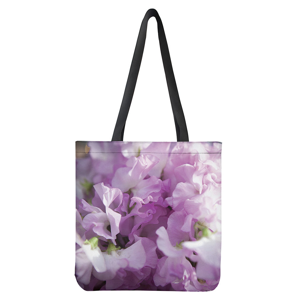 Purple Sweet Pea Print Tote Bag