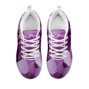 Purple Sweet Pea Print White Sneakers