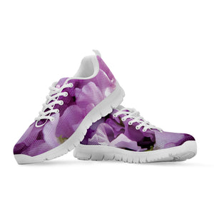 Purple Sweet Pea Print White Sneakers