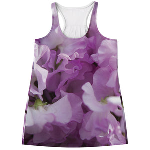 Purple Sweet Pea Print Women's Racerback Tank Top