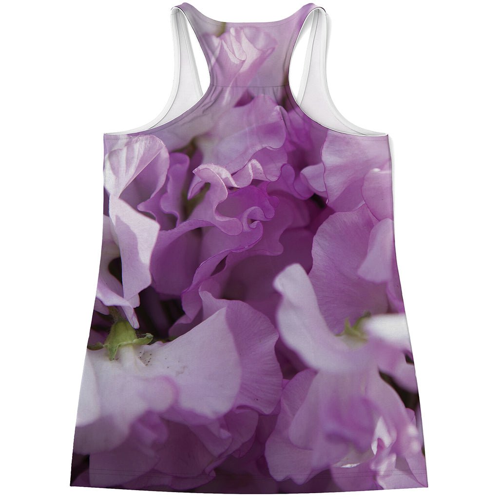 Purple Sweet Pea Print Women's Racerback Tank Top