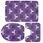 Purple Taurus Zodiac Pattern Print 3 Piece Bath Mat Set