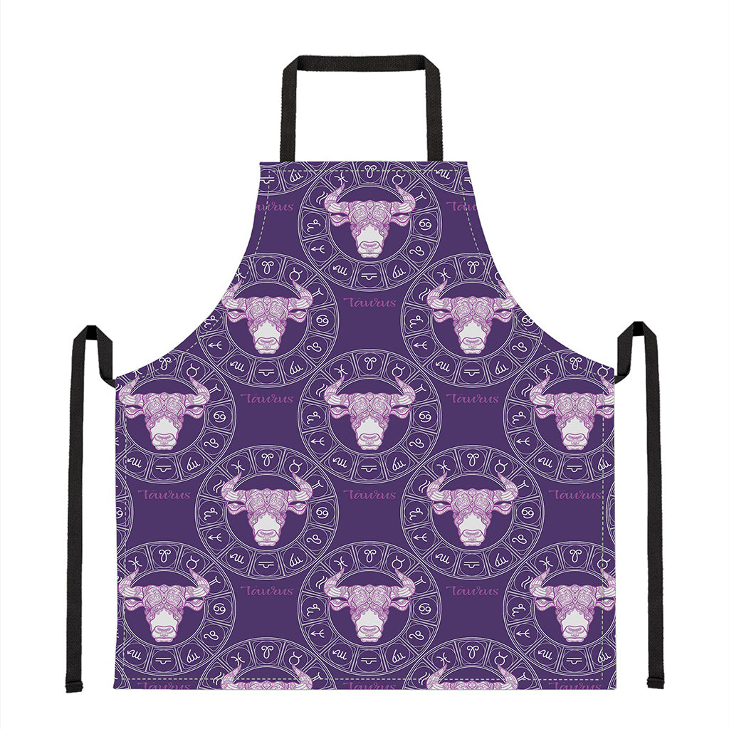 Purple Taurus Zodiac Pattern Print Apron