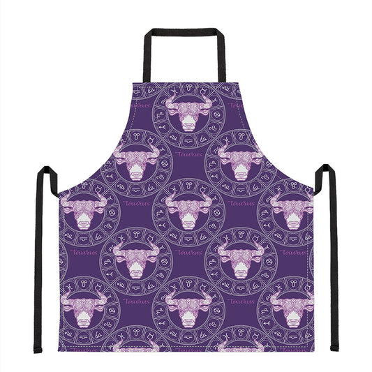 Purple Taurus Zodiac Pattern Print Apron