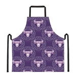 Purple Taurus Zodiac Pattern Print Apron