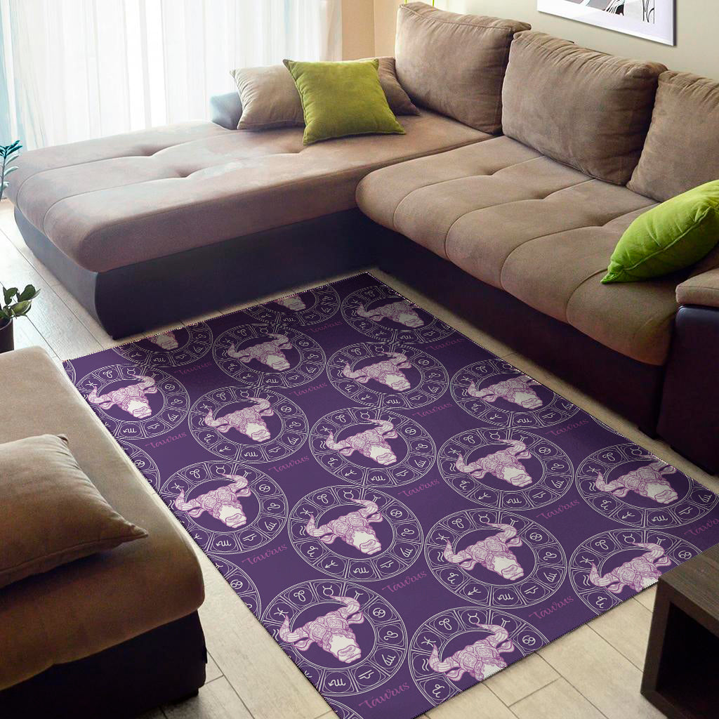 Purple Taurus Zodiac Pattern Print Area Rug