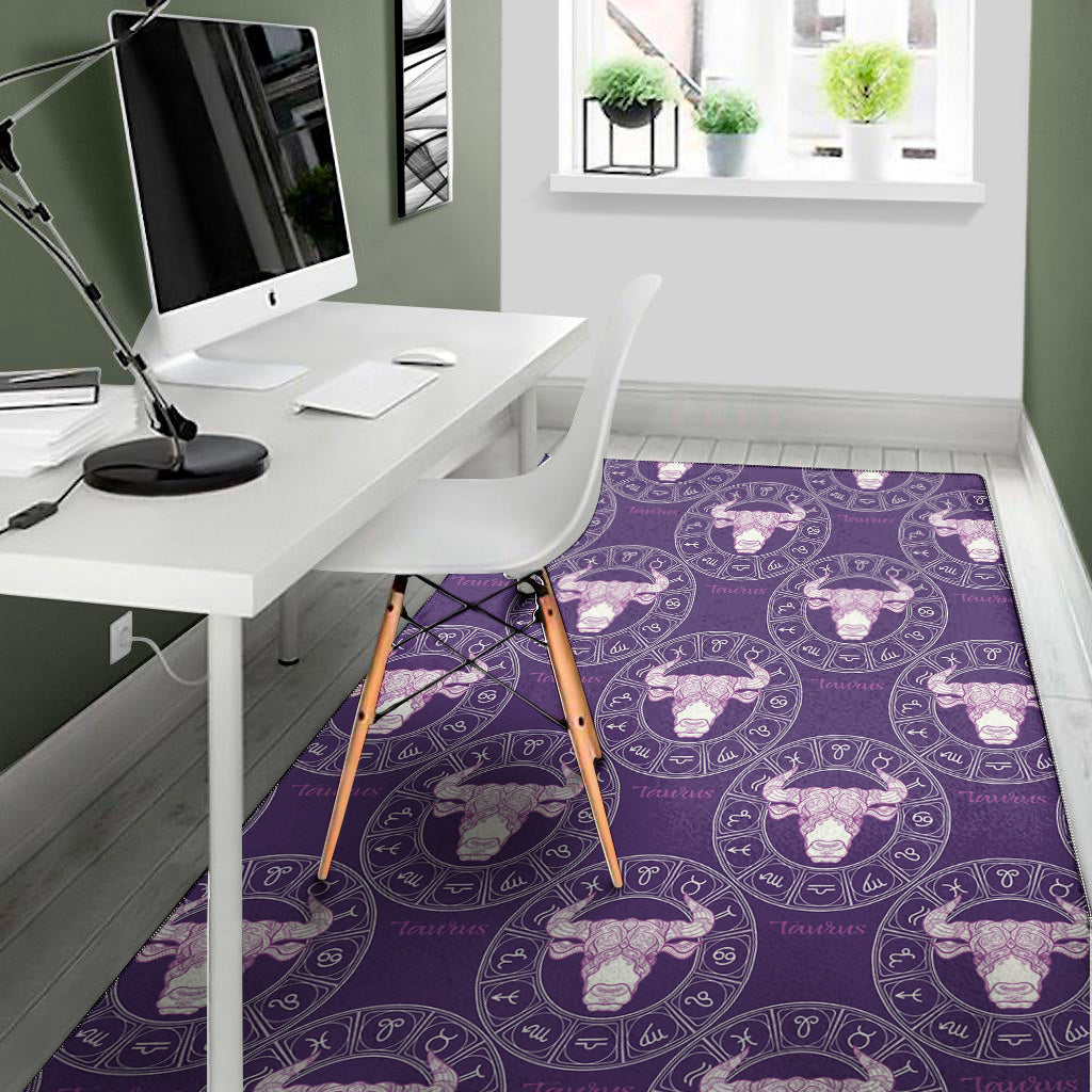 Purple Taurus Zodiac Pattern Print Area Rug