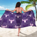 Purple Taurus Zodiac Pattern Print Beach Sarong Wrap