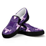Purple Taurus Zodiac Pattern Print Black Slip On Shoes
