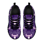 Purple Taurus Zodiac Pattern Print Black Sneakers