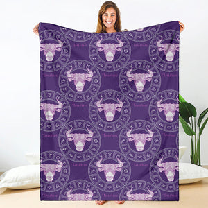 Purple Taurus Zodiac Pattern Print Blanket