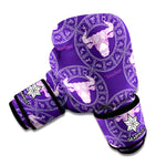 Purple Taurus Zodiac Pattern Print Boxing Gloves