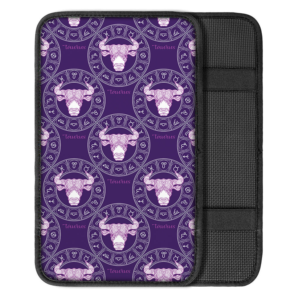 Purple Taurus Zodiac Pattern Print Car Center Console Cover