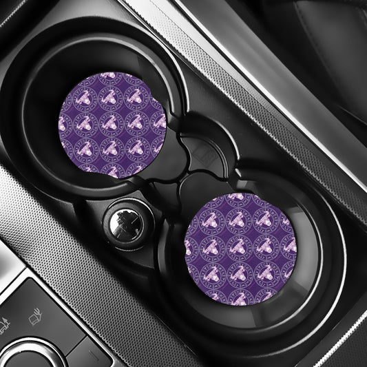 Purple Taurus Zodiac Pattern Print Car Coasters