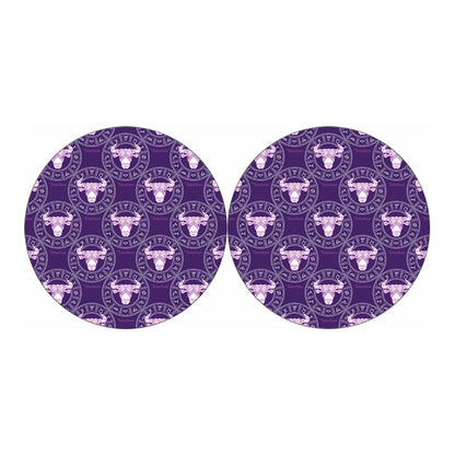 Purple Taurus Zodiac Pattern Print Car Coasters