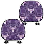 Purple Taurus Zodiac Pattern Print Car Headrest Covers