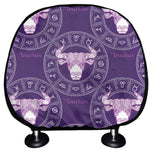 Purple Taurus Zodiac Pattern Print Car Headrest Covers
