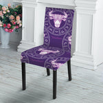 Purple Taurus Zodiac Pattern Print Dining Chair Slipcover