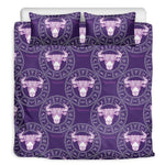 Purple Taurus Zodiac Pattern Print Duvet Cover Bedding Set