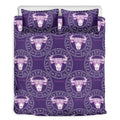 Purple Taurus Zodiac Pattern Print Duvet Cover Bedding Set