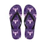 Purple Taurus Zodiac Pattern Print Flip Flops