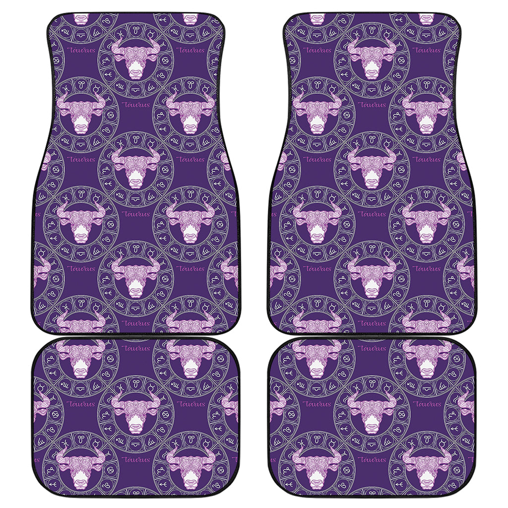 Purple Taurus Zodiac Pattern Print Front and Back Car Floor Mats