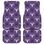 Purple Taurus Zodiac Pattern Print Front and Back Car Floor Mats