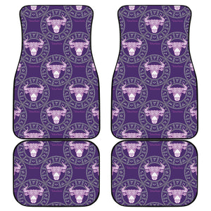 Purple Taurus Zodiac Pattern Print Front and Back Car Floor Mats