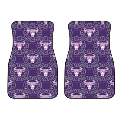 Purple Taurus Zodiac Pattern Print Front Car Floor Mats