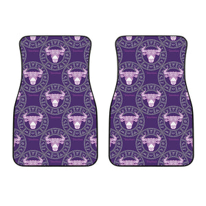 Purple Taurus Zodiac Pattern Print Front Car Floor Mats