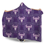Purple Taurus Zodiac Pattern Print Hooded Blanket
