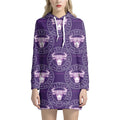 Purple Taurus Zodiac Pattern Print Pullover Hoodie Dress