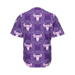 Purple Taurus Zodiac Pattern Print Men's Baseball Jersey