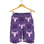 Purple Taurus Zodiac Pattern Print Men's Shorts