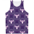 Purple Taurus Zodiac Pattern Print Men's Tank Top