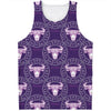 Purple Taurus Zodiac Pattern Print Men's Tank Top